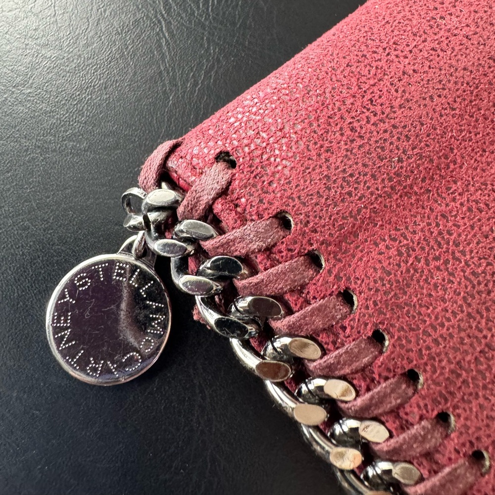 Stella McCartney Falabella Unique Faux Leather Edgy Wallet Burgundy Silver Chain - Picture 2 of 9
